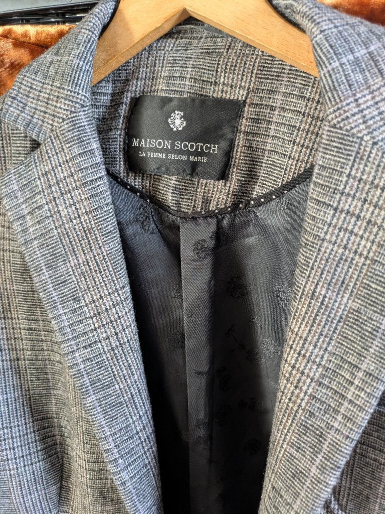 Maison Scotch stijlvolle tweed najaar colbert / blazer  S/M, Zo goed als nieuw, Jasje, Maat 36 (S), Grijs