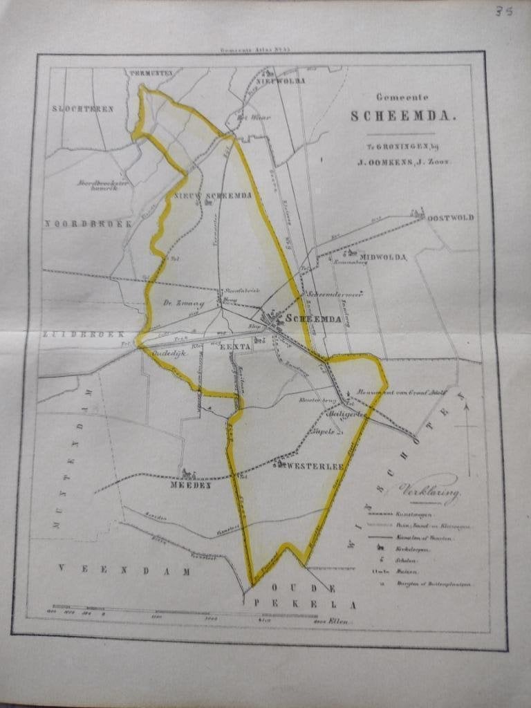 35 Scheemda Westerlee Meeden Termunten Eexta Litho 1862, Ophalen of Verzenden