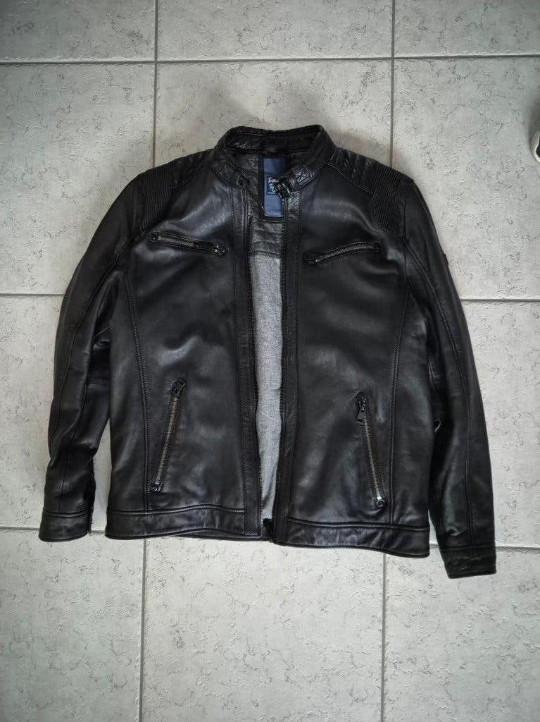 Leren jas, Heel donker bruin, bijna zwart, maat 58 (3XL), Zwart, Maat 56/58 (XL), Zo goed als nieuw, Thomson Tyrell