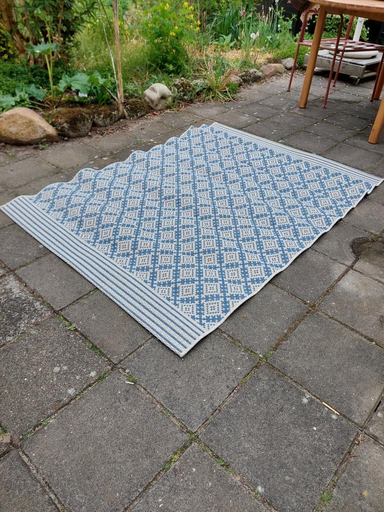 Sisal look kleed blauw/crème 119x165 cm - binnen/buiten, Ophalen, 100 tot 150 cm, Zo goed als nieuw, Rechthoekig