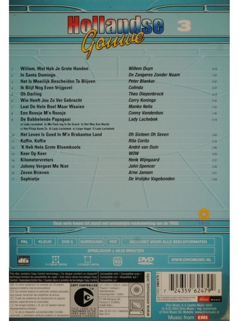 Hollandse Gouwe 3 DVD, Alle leeftijden, Verzenden, Zo goed als nieuw, Concert