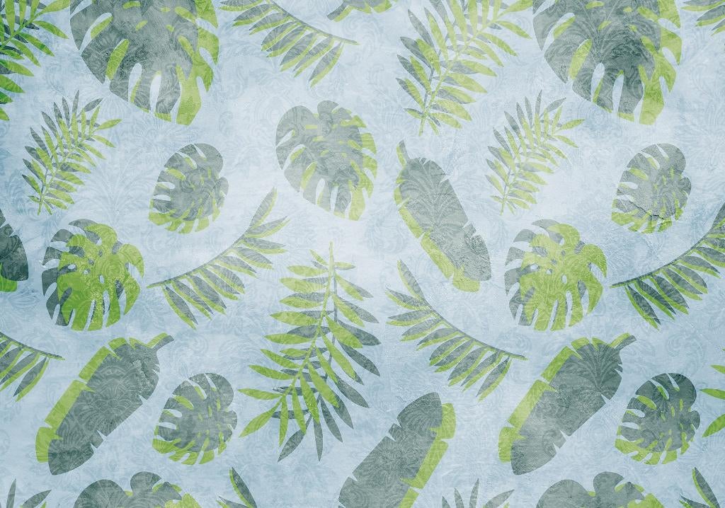 Palmbladeren vlies behang 416 x 254 cm VOORRAAD OPRUIMING, Huis en Inrichting, Stoffering | Behang, Verzenden, Minder dan 10 m²