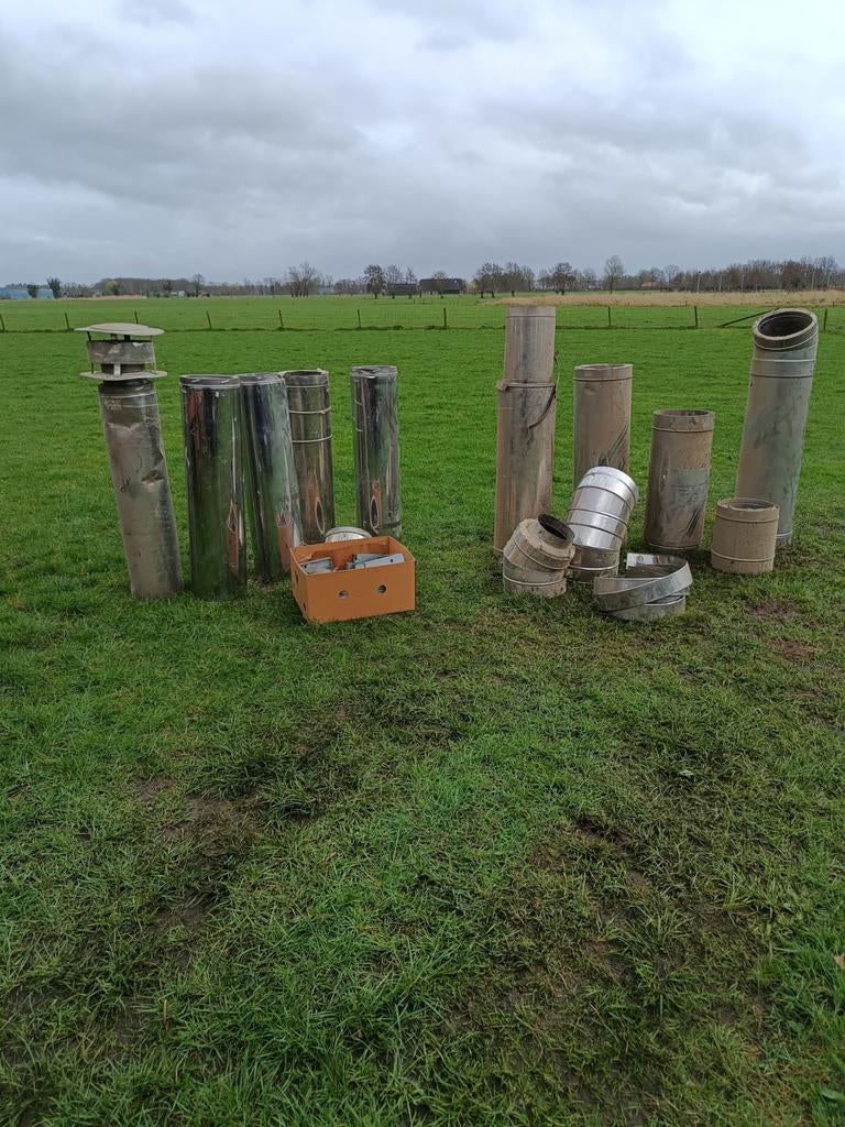 Dubbelwandige rookkanalen (Ø200/250mm) - Diverse lengtes, Ophalen, Gebruikt, Minder dan 60 cm, Overige typen