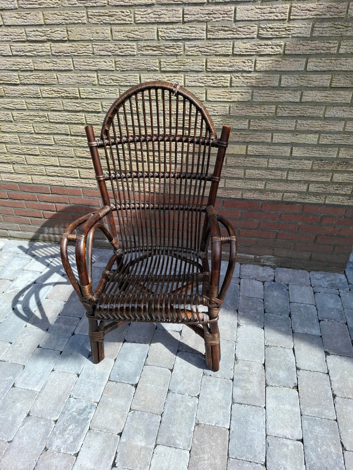 Retro rieten stoel, Ophalen, Gebruikt, Rotan