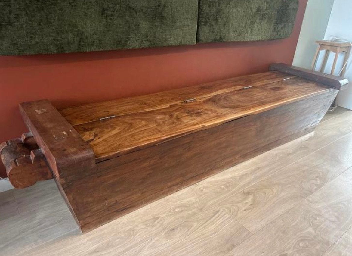 Originele, massieve houten kistbank, Ophalen