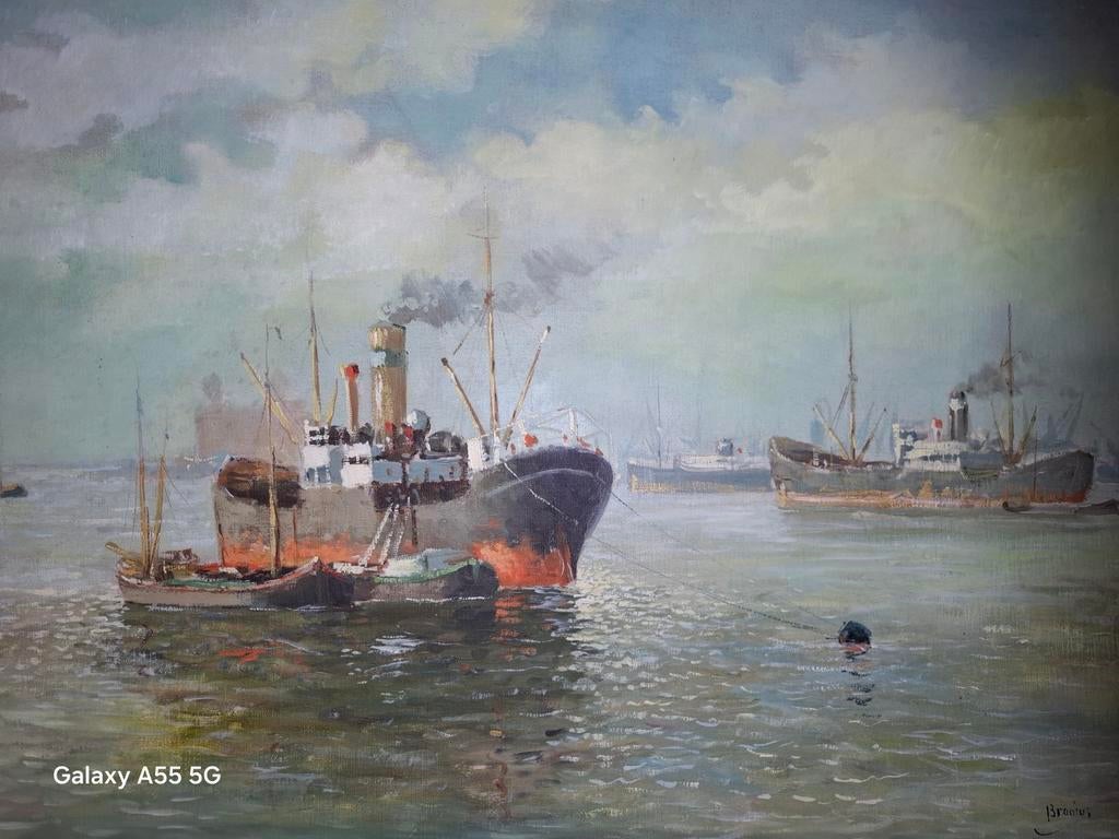 Olieverfschilderij Haven Rotterdam ca. 1960/1965, Ophalen