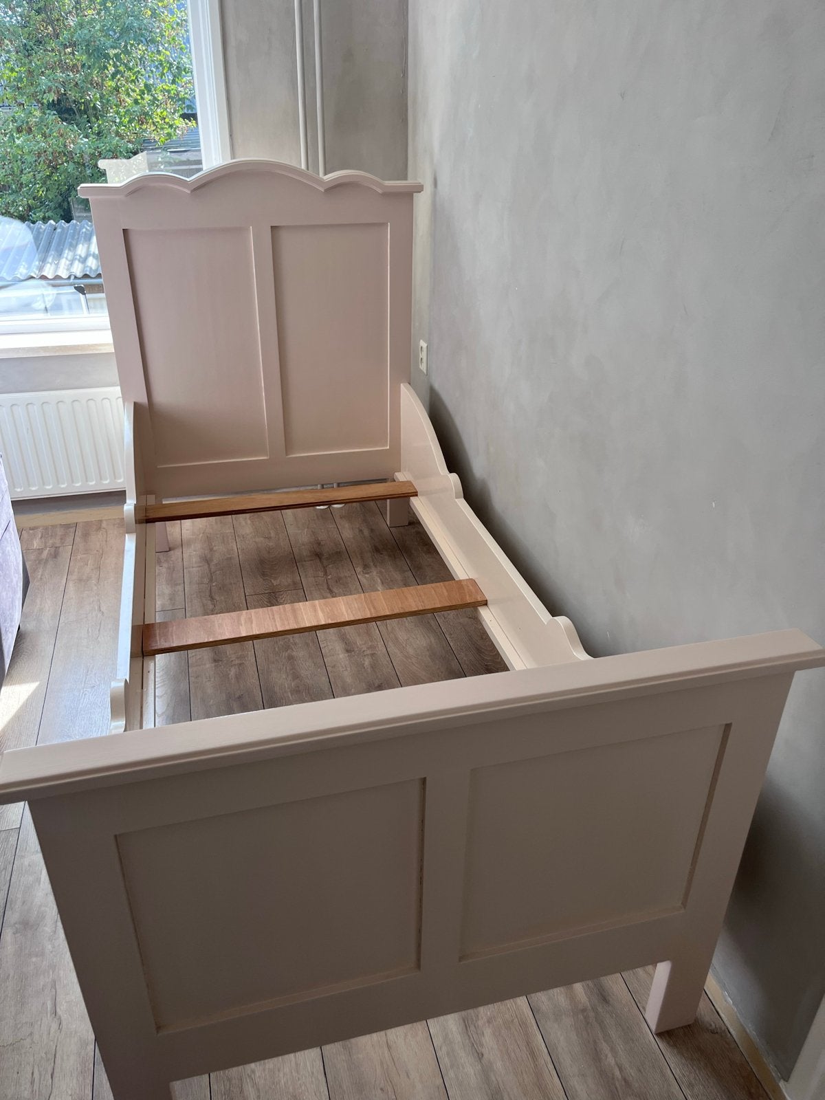Mooi beige eenpersoonsbed (excl. matras/lattenbodem), Ophalen, Gebruikt, Eenpersoons, Beige