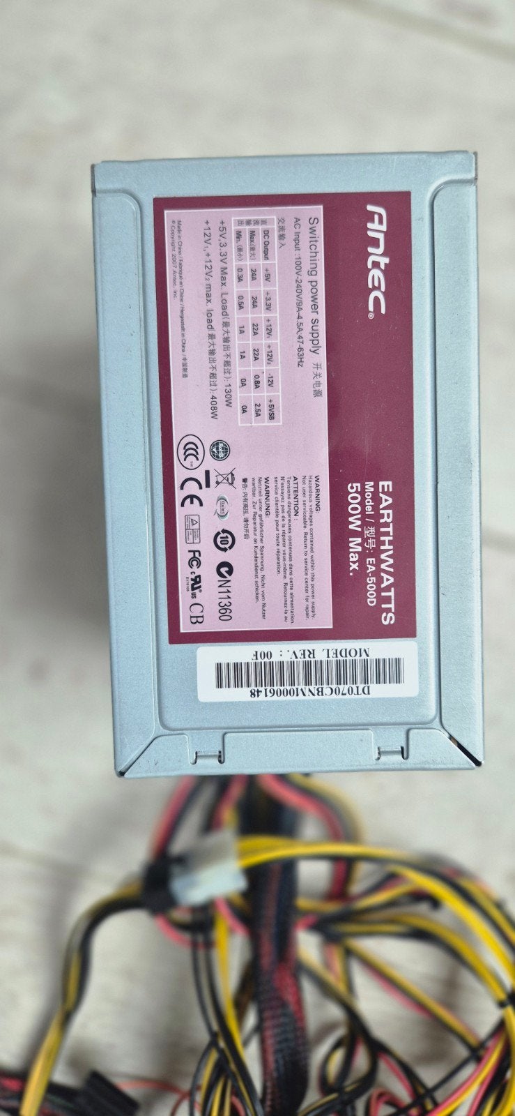 Antec Earthwatts EA-500D 500W Voeding, Computers en Software, Ophalen of Verzenden, Gebruikt