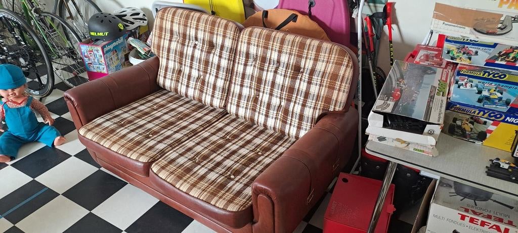 Vintage 2 zit bank, Ophalen, Gebruikt, Tweepersoons, 90 cm