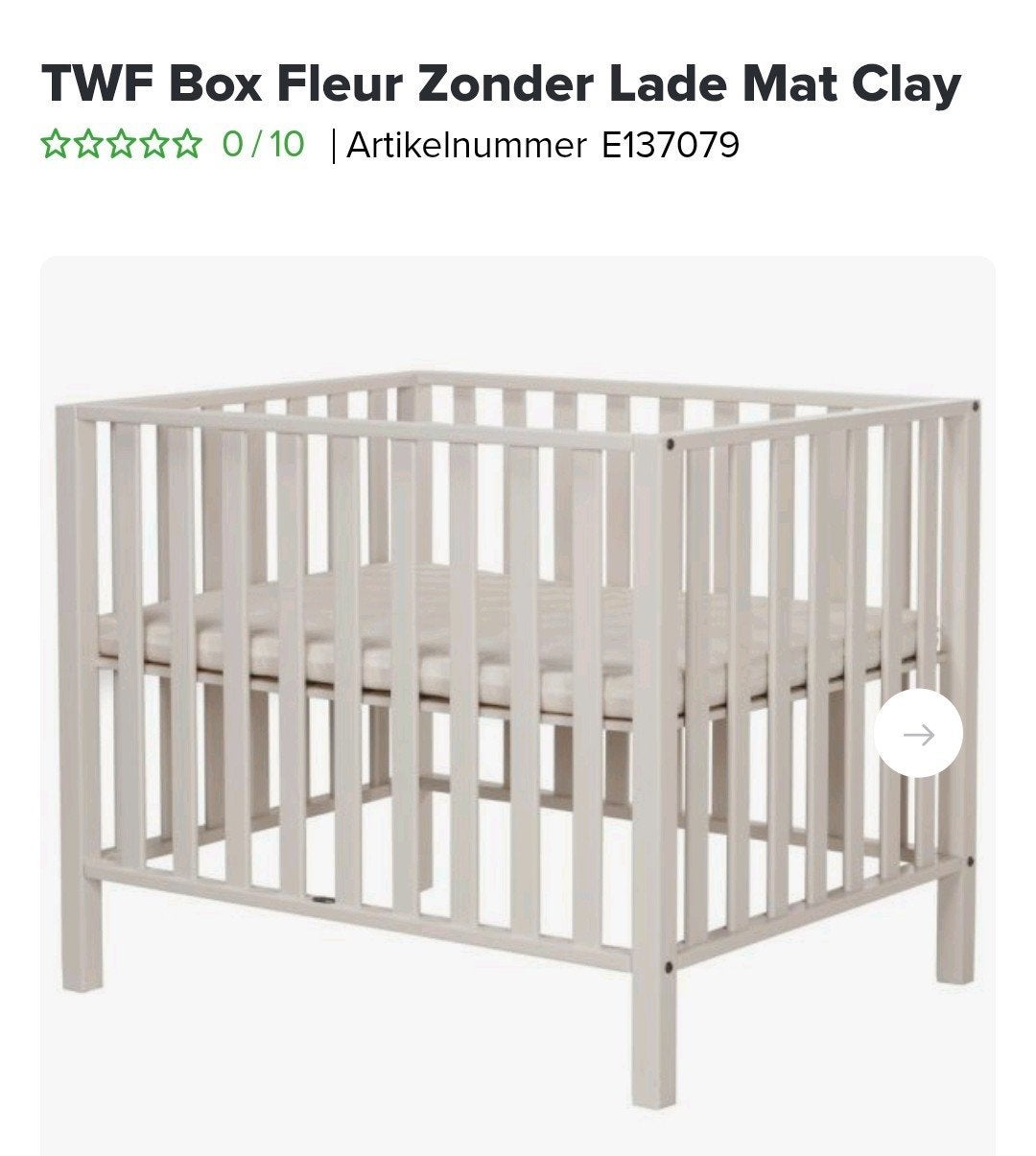 TWF Box Fleur Zonder Lade Mat Clay (zonder matras), Ophalen, Gebruikt, Ledikant