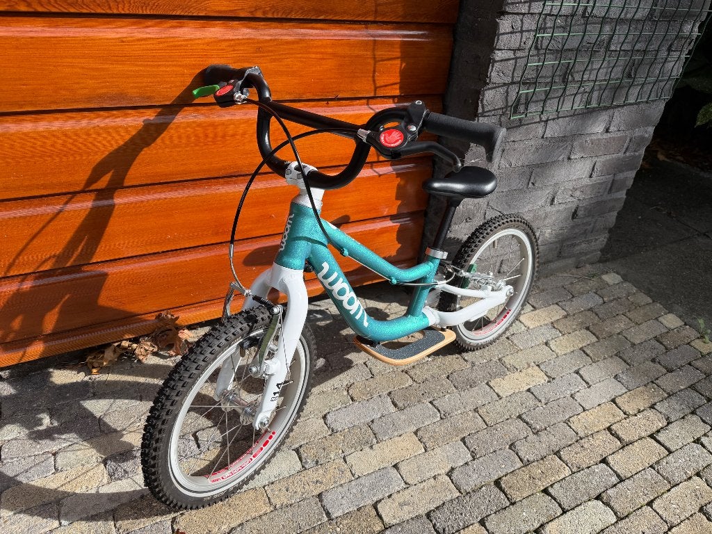 Woom 1 Plus Go Loopfiets 14 inch - Metallic Turquoise, Ophalen, Zo goed als nieuw, Minder dan 16 inch, Woom