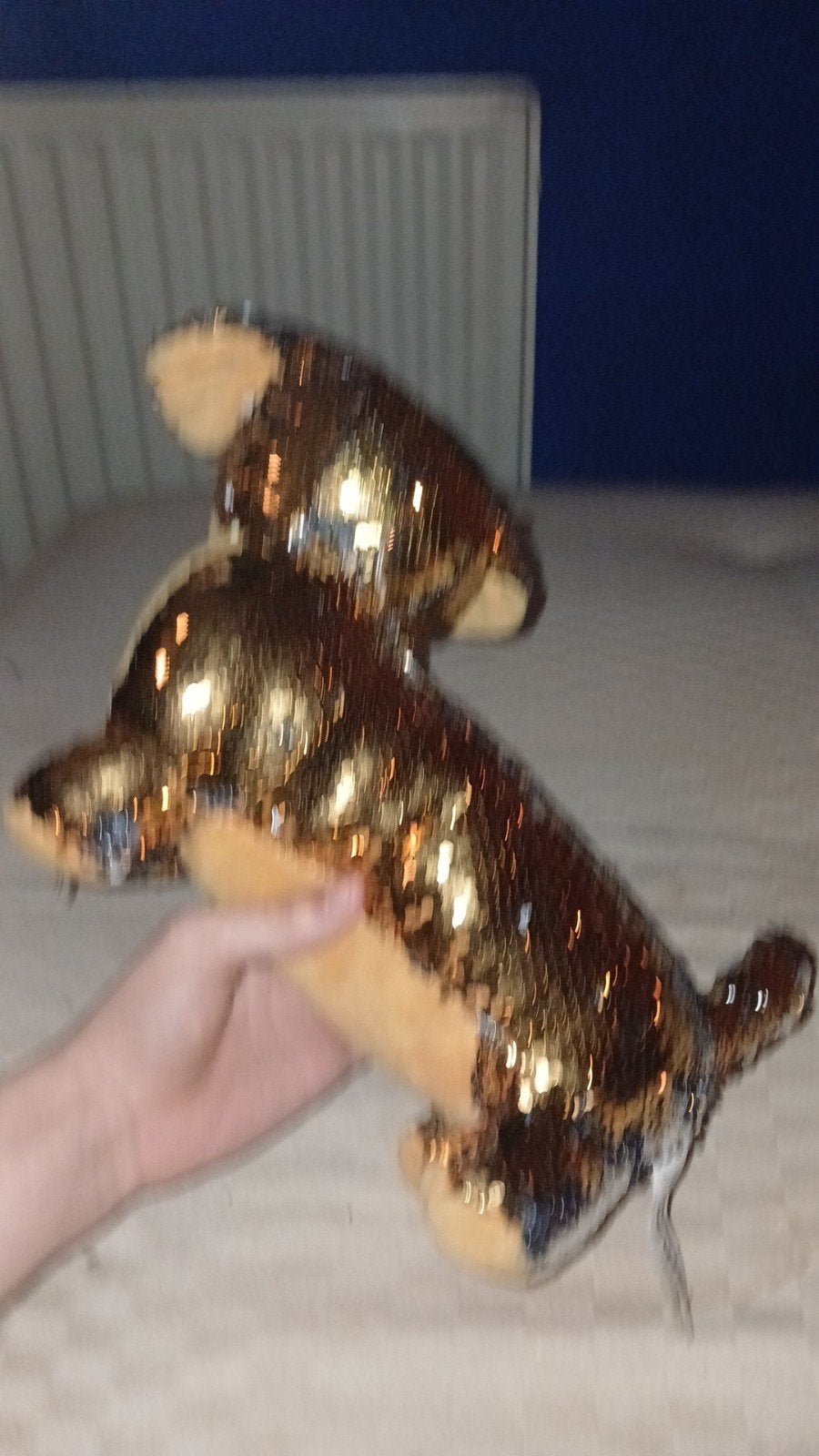Schattige knuffelhond met omkeerbare pailletten, Gebruikt, Overige merken, Overige karakters, Middelgroot (20 tot 80 cm)