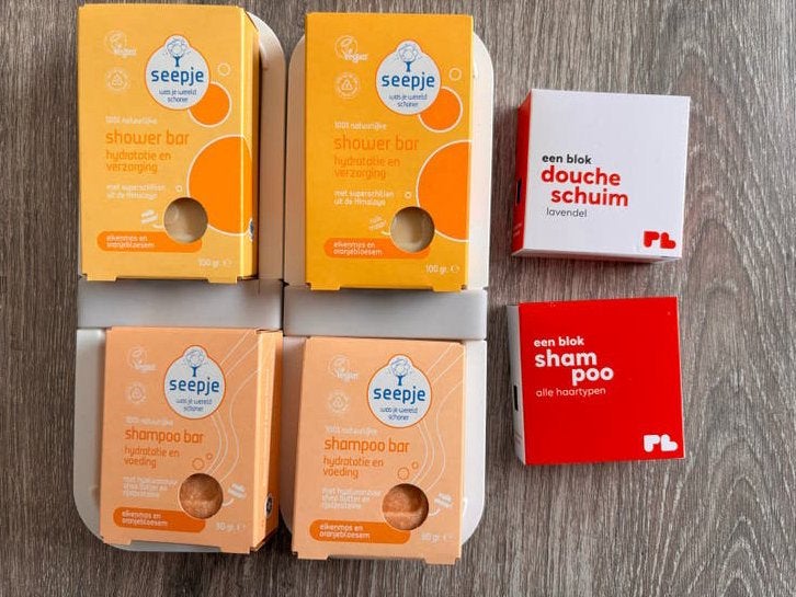 Seepje Shampoo & Shower Bar Set met Zeepbakje, Ophalen of Verzenden, Nieuw, Bad & Douche