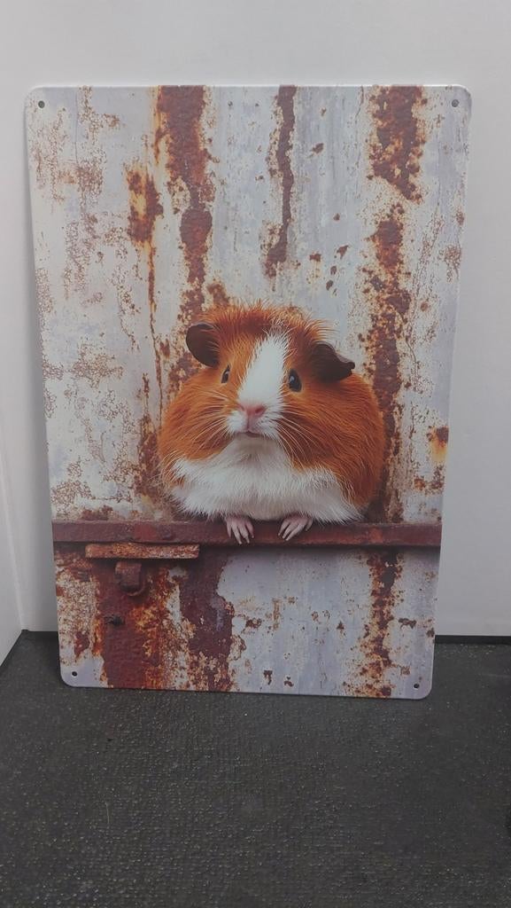 Metalen wanddecoratie met cavia - 20x30cm, Huis en Inrichting, Woonaccessoires | Overige, Meerkleurig, Overige stijlen, Nieuw