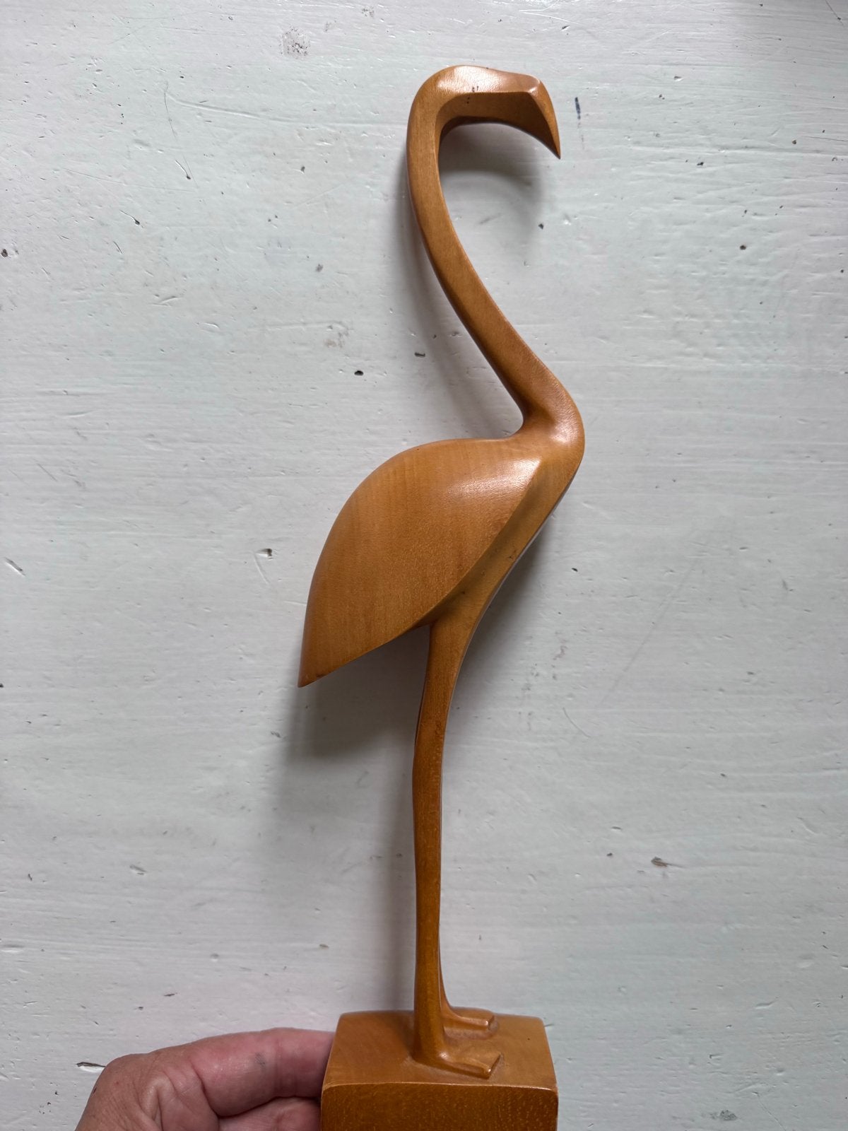 Houten Flamingo Beeldje - Decoratief Vogelbeeld, Ophalen of Verzenden, Zo goed als nieuw, Dier