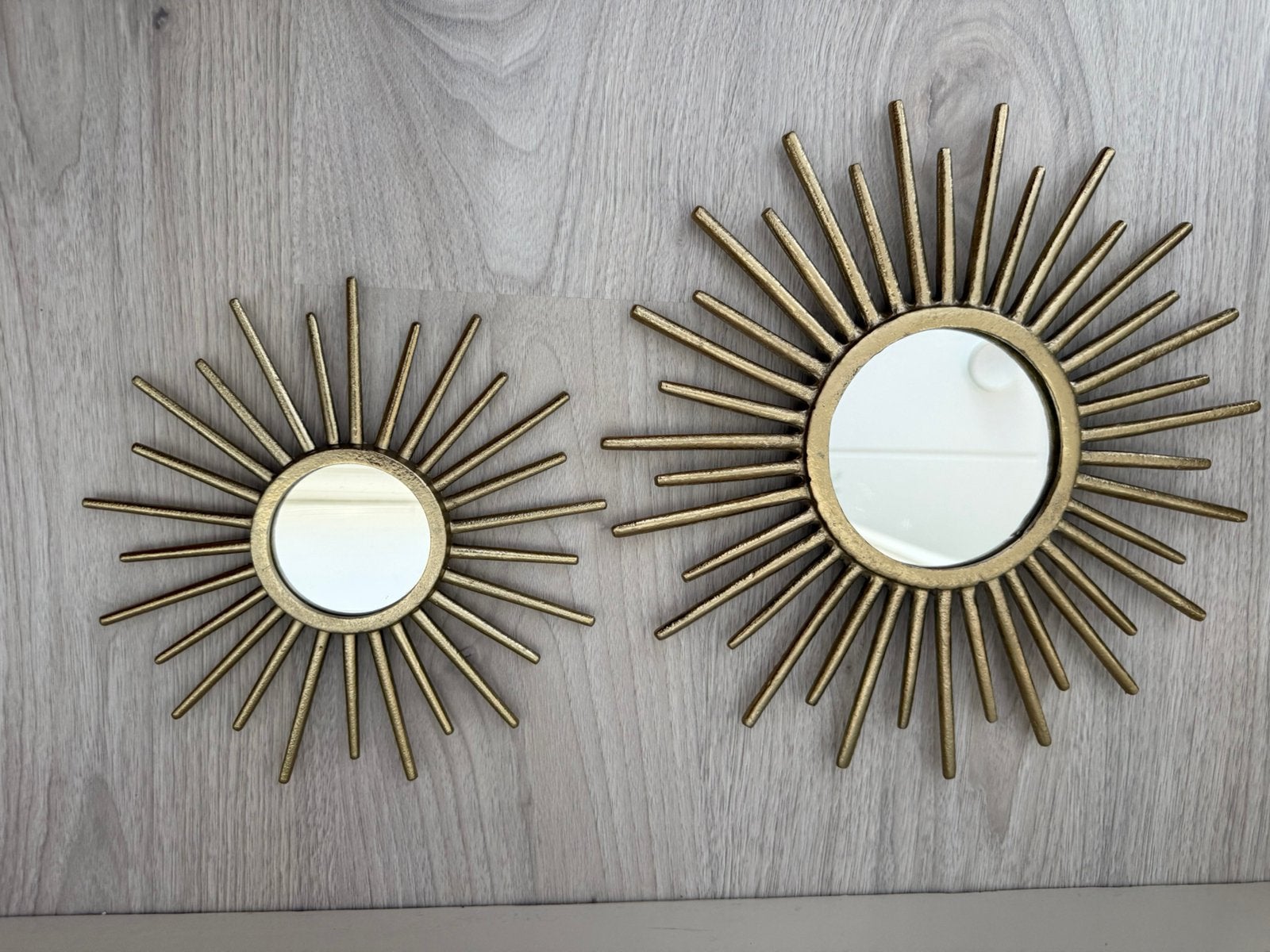 2 messingspiegels zon h&m home, Minder dan 50 cm, Rond, Ophalen of Verzenden, Zo goed als nieuw