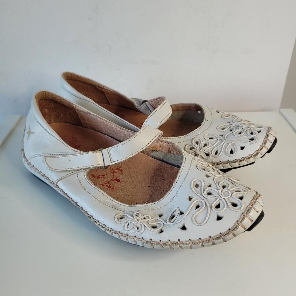 Pikolinos sandalen ballerinas schoenen met lage hak 37 wit, Wit, Zo goed als nieuw, Pikolinos, Sandalen of Muiltjes