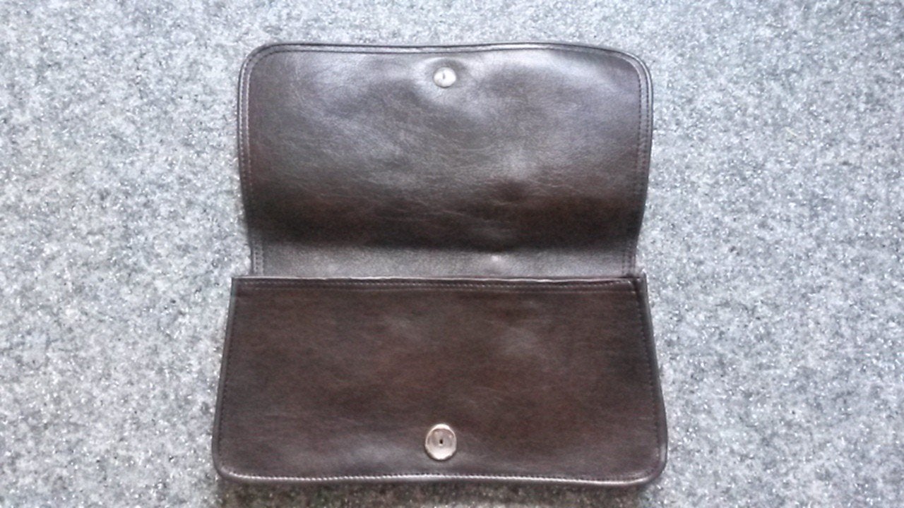 Donkerbruine leren clutch / avondtasje, Ophalen of Verzenden, Gebruikt, Bruin, Avondtasje