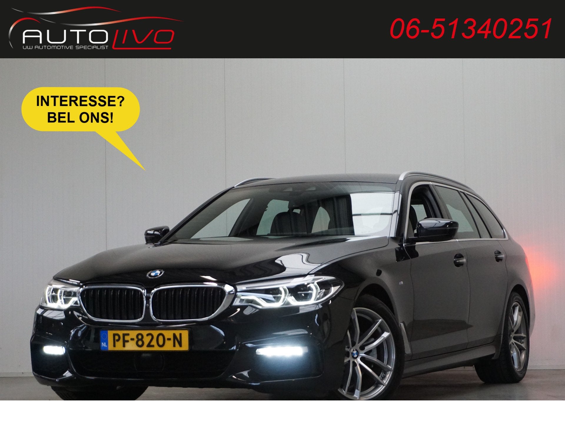 BMW 5 Serie Touring 520d High Executive M-SPORT! BOM VOL! NL, Auto's, Automaat, Dealer onderhouden, Achterwielaandrijving, 2000 kg