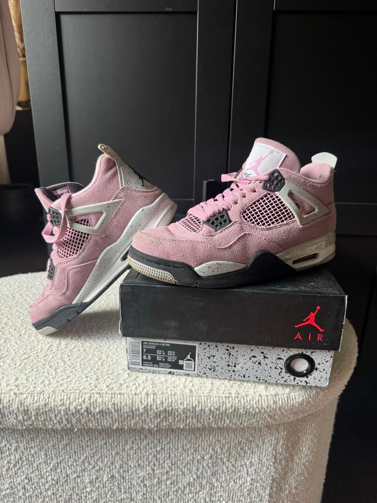 Flight Air Jordan 4 Retro - Grijs, Zwart, Roze - Maat 40, Kleding | Dames, Schoenen, Ophalen of Verzenden, Zo goed als nieuw, Roze