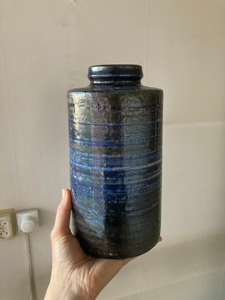 Zaalberg Holland Donkerblauwe Keramische Vaas, Antiek en Kunst, Antiek | Vazen, Ophalen of Verzenden