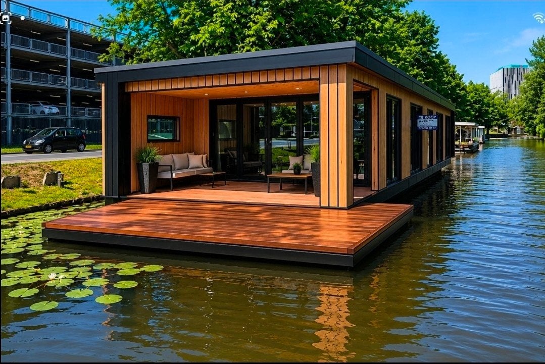 Leiden Centrum: Nieuwbouw woning aan het water Turn-Key New, Huizen en Kamers, Woonboten te koop, A
