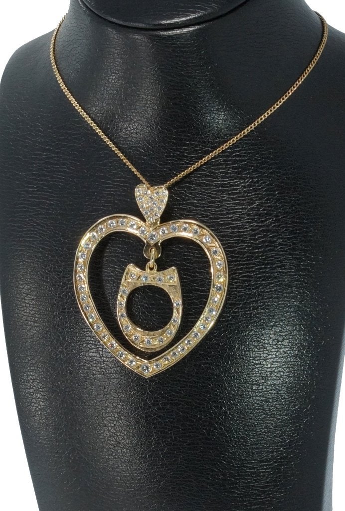 Grote met 70 diamanten exclusieve hart hanger 14k goud dames