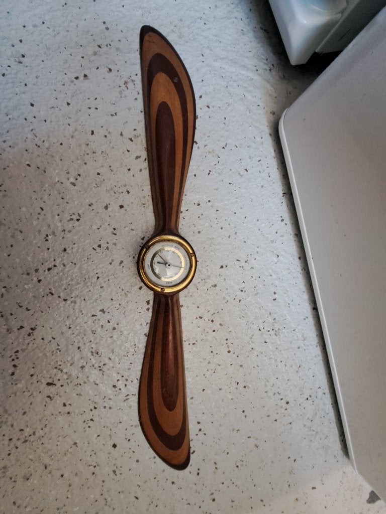 Vintage houten barometer in propeller vorm, Ophalen of Verzenden, Gebruikt, Barometer