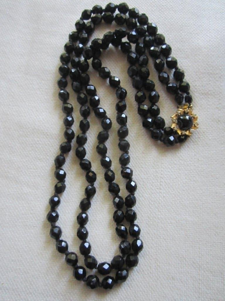 16.  Schitterende oude ketting,  French jet,  60 cm., Ophalen, Overige materialen, Ketting