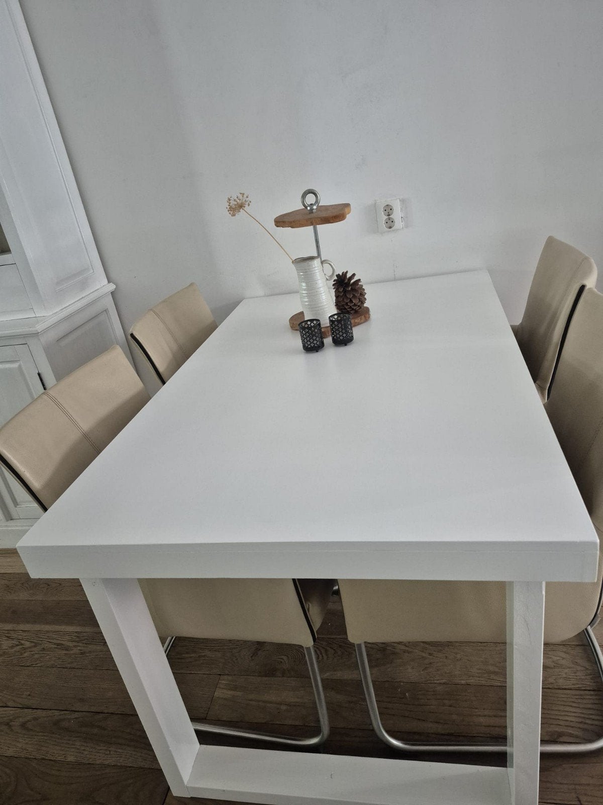 Witte EETTAFELS met witte U poten., Ophalen of Verzenden