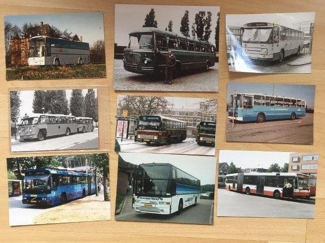 9 foto's en 3 kaarten van bussen, Verzamelen, 1960 tot 1980, Foto, Ophalen of Verzenden, Zo goed als nieuw