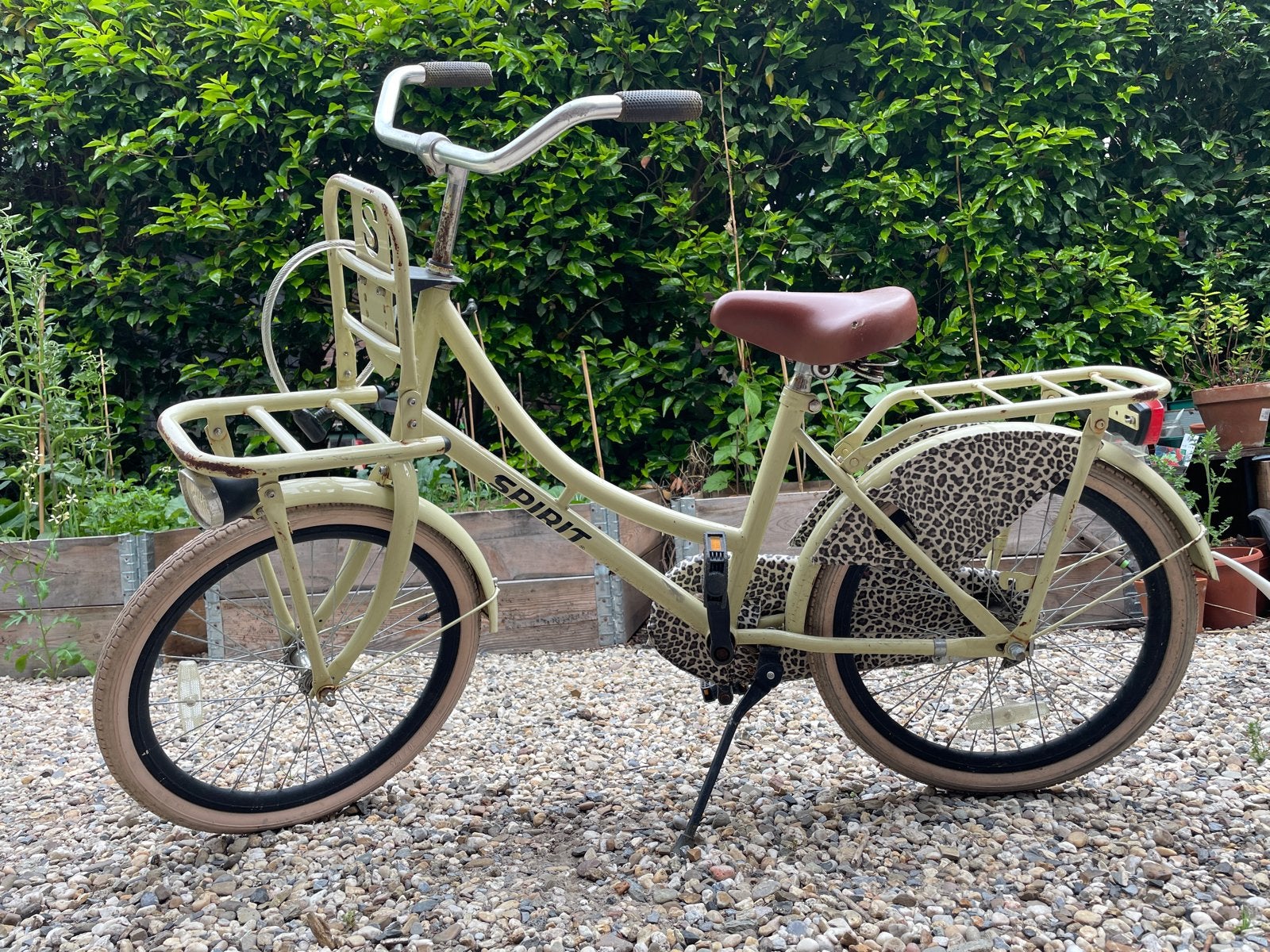 Spirit transportfiets met luipaardprint, Terugtraprem, Gebruikt, Versnellingen, 50 tot 53 cm