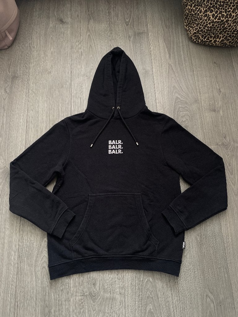BALR dames zwarte hoodie sweater trui met glitter logo mt S, Zwart, Ophalen of Verzenden, Zo goed als nieuw, Maat 36 (S)
