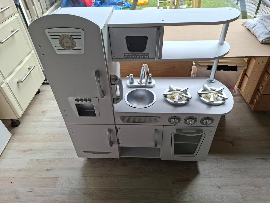 Houten Speelkeuken met Koelkast en Oven - Wit, Kinderen en Baby's, Speelgoed | Speelkeukens, Ophalen