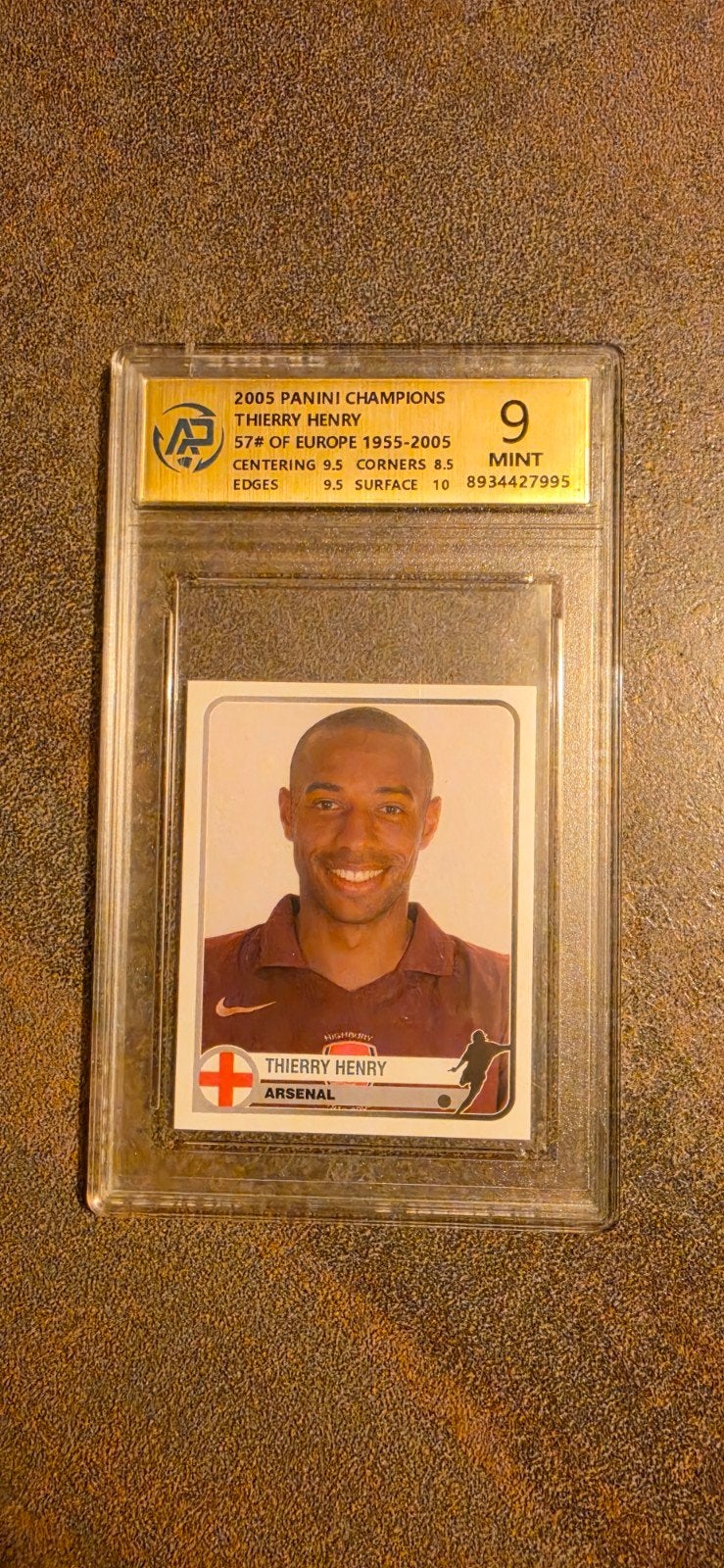2005 Panini Champions Thierry Henry PSA 9 Mint Voetbalkaart, Verzamelen, Ophalen of Verzenden, Zo goed als nieuw, Buitenlandse clubs