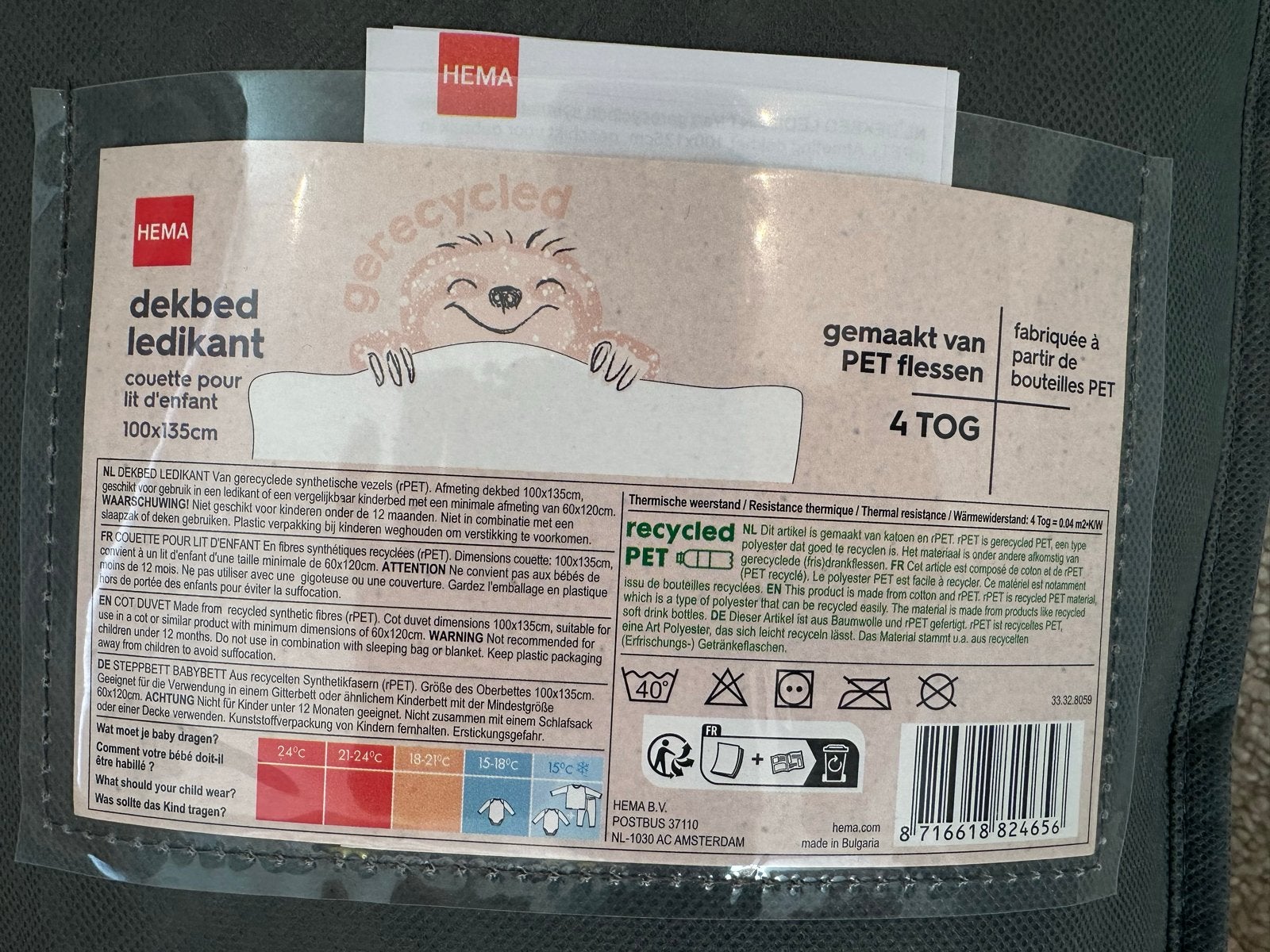 Dekbed ledikant Hema - Zo goed als nieuw, Kinderen en Baby's, Kinderkamer | Beddengoed, Ophalen, Jongetje of Meisje, Wit, Deken of Dekbed