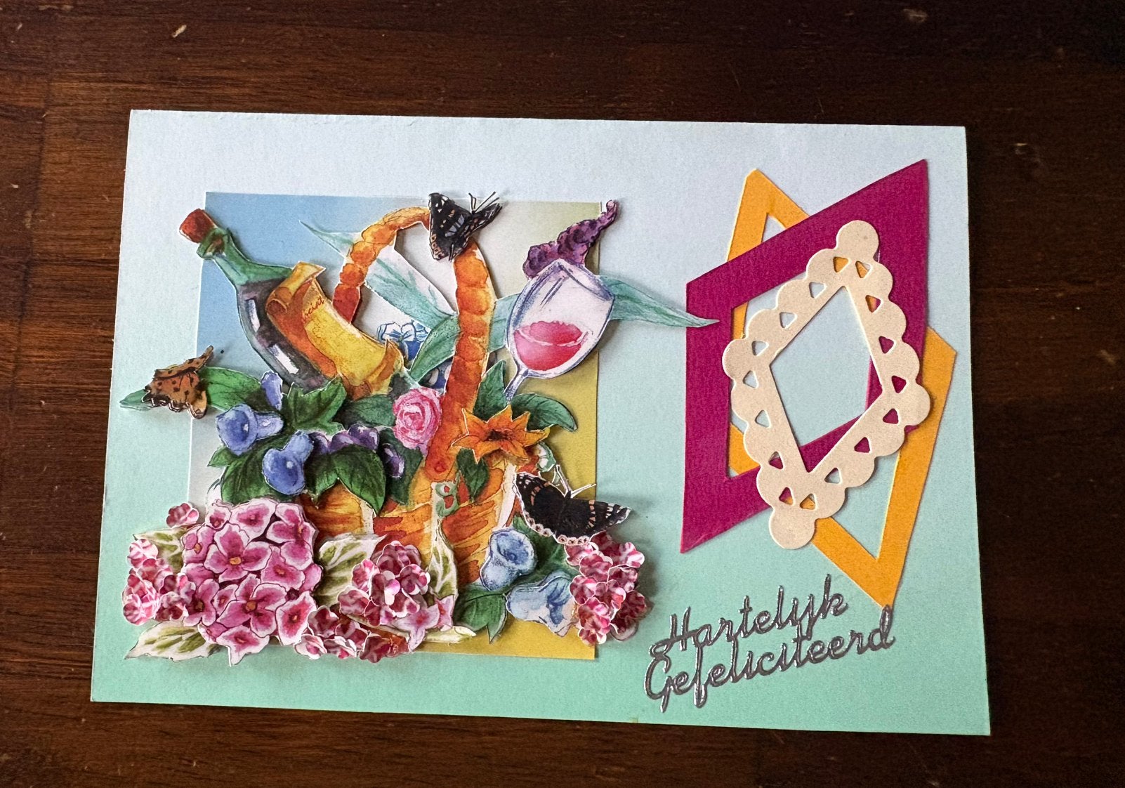 Nieuwe zelfgemaakte kaart Gefeliciteerd 3D, Hobby en Vrije tijd, Kaarten | Zelfgemaakt, Ophalen of Verzenden, Nieuw, Overige thema's