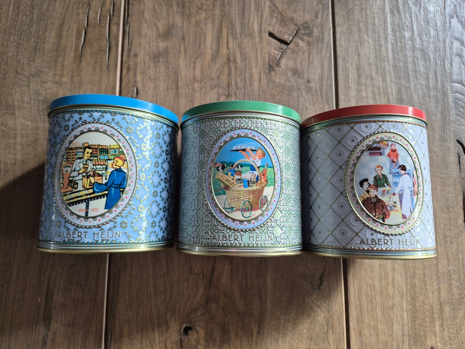 Albert Heijn Jubileum Blikken Set - Vintage Design, Ophalen of Verzenden, Gebruikt, Koek(jes), Overige merken