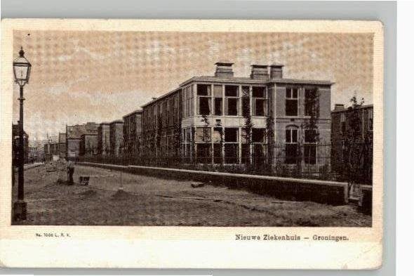 Groningen Nieuwe Ziekenhuis veel straatwerk vóór 1906