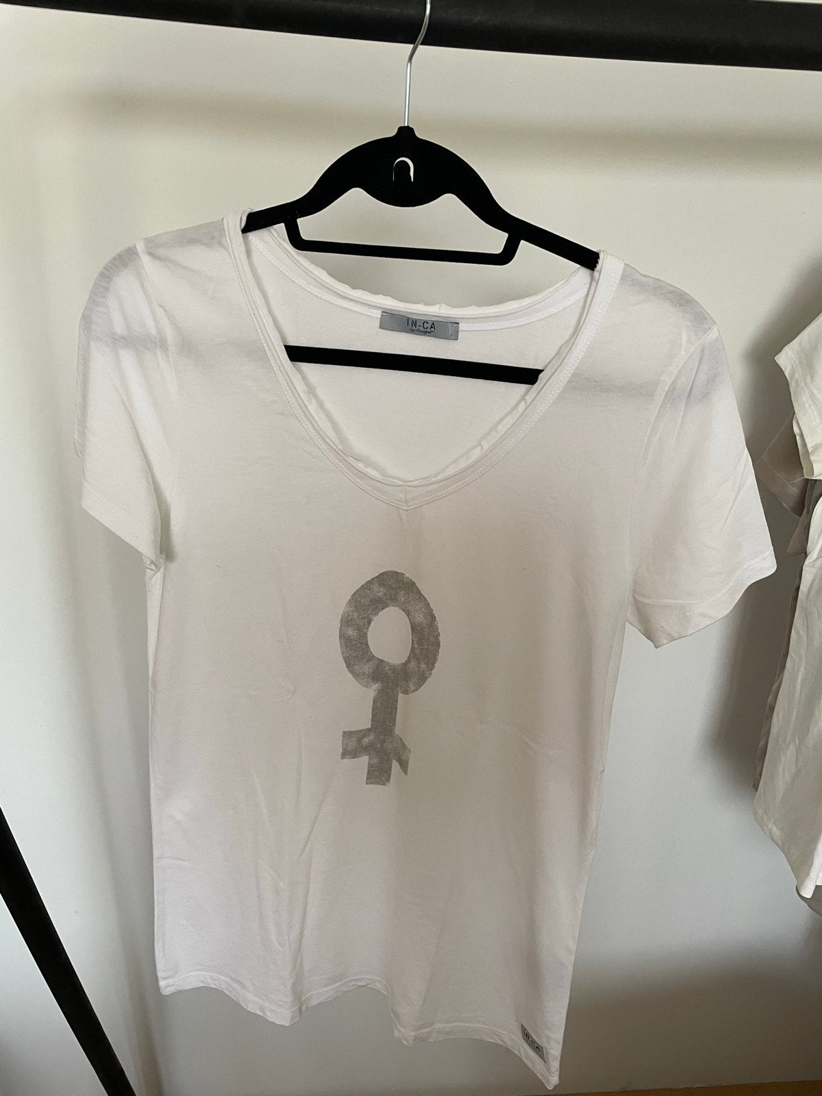 Inca wit T-shirt met korte mouwen en V-hals, Maat 38/40 (M), Wit, Ophalen of Verzenden, Zo goed als nieuw