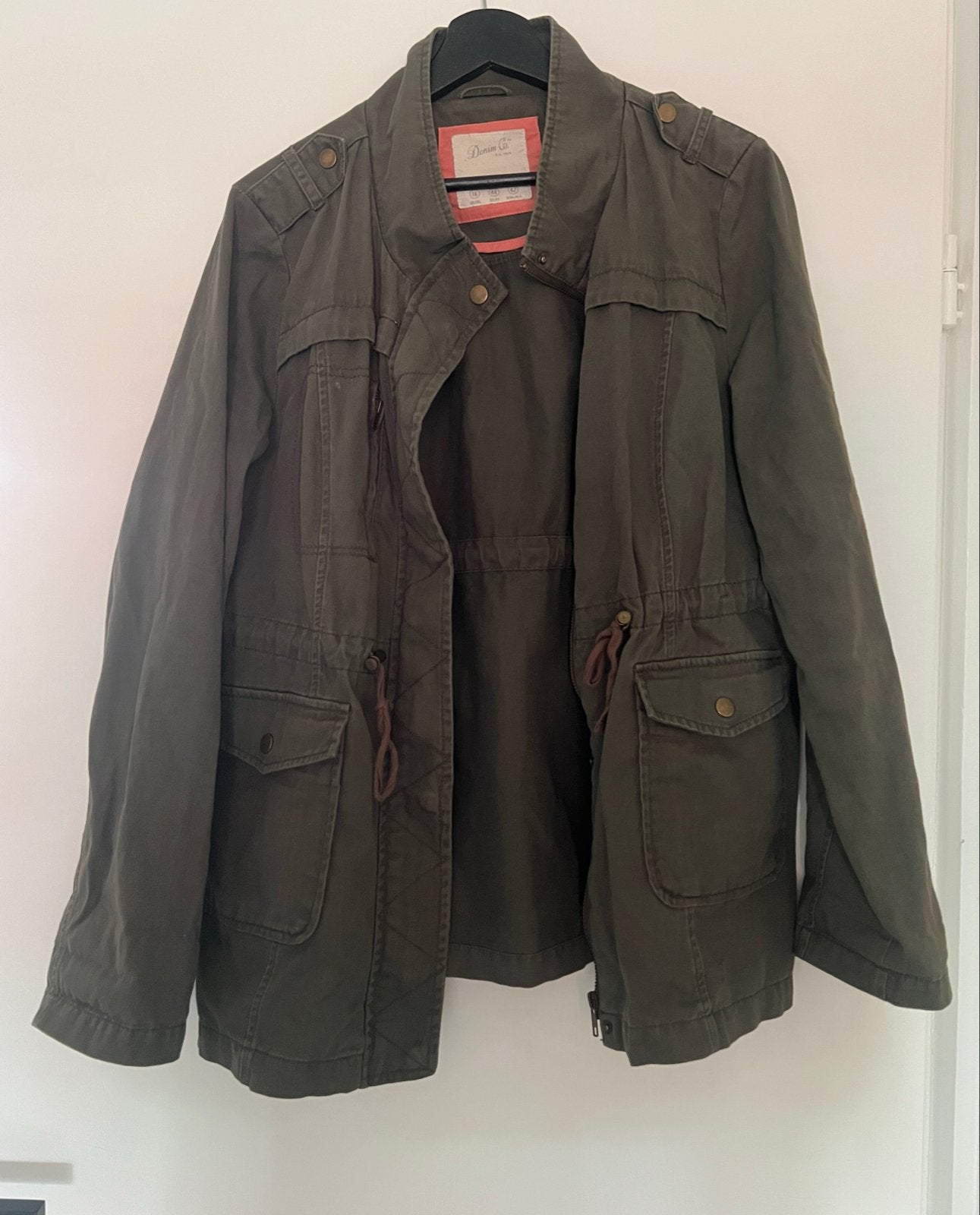 Denim Co. Groene Legerjas - Maat 42/44 (L), Ophalen, Gedragen, Maat 42/44 (L), Groen