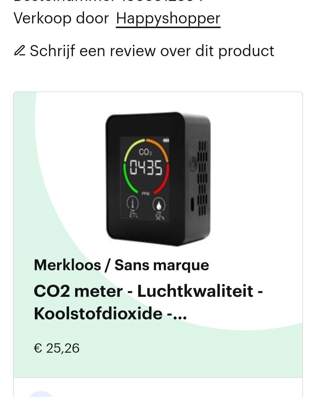 CO2 meter - Luchtkwaliteit - Koolstofdioxide, Ophalen of Verzenden, Zo goed als nieuw, Zwart, Kunststof