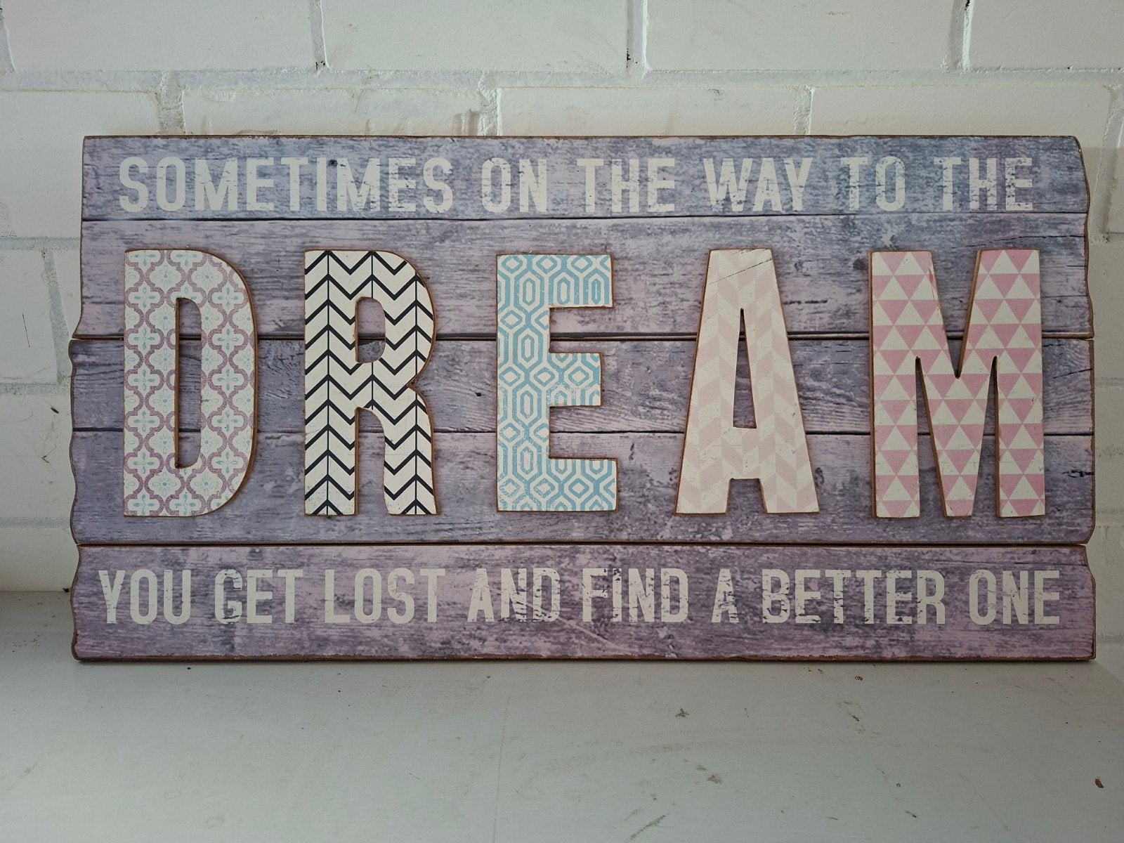 Houten wanddecoratie 'DREAM' met inspirerende tekst, Ophalen, Hout, Meerkleurig, Zo goed als nieuw