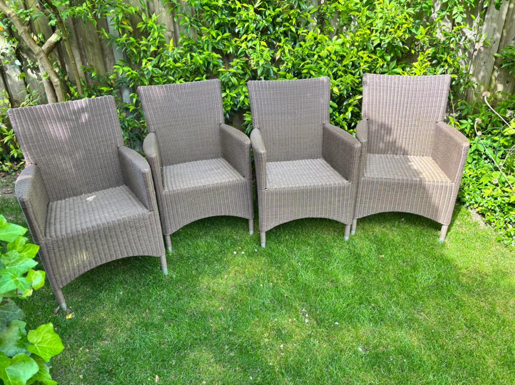 Wicker tuinstoelen, Ophalen, 4 zitplaatsen, Gebruikt, Wicker