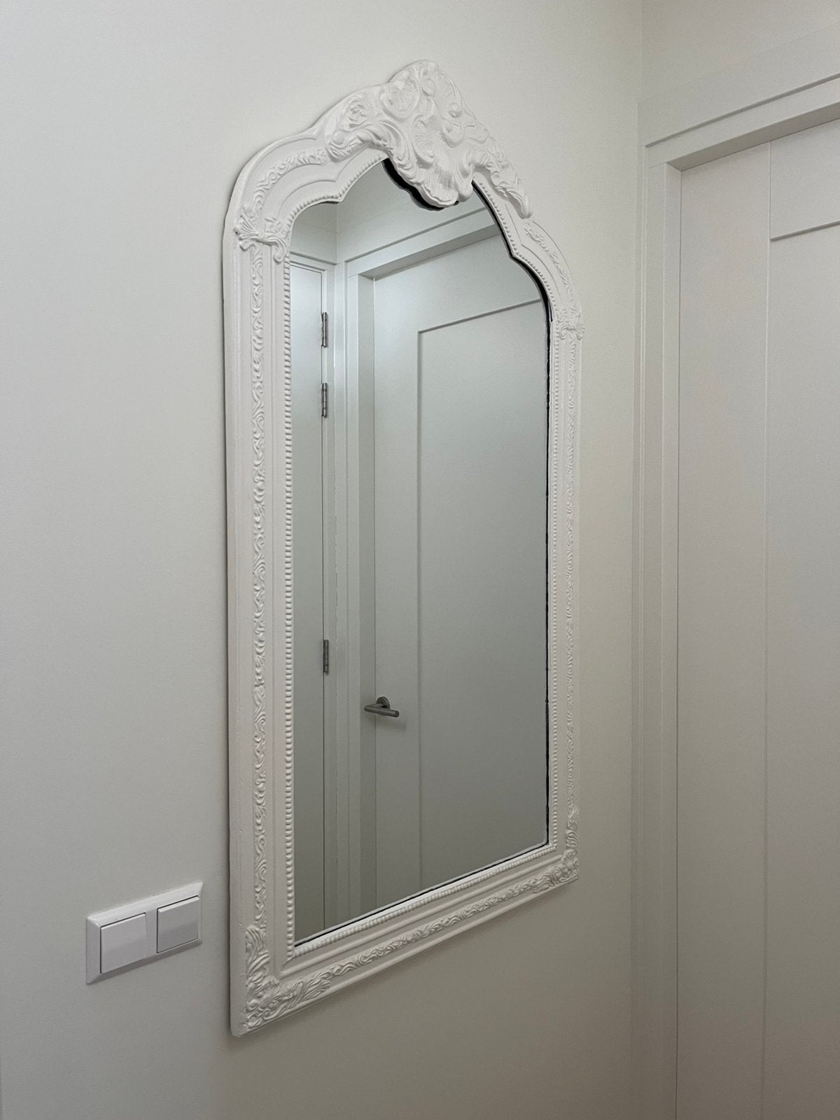 Prachtige wit barok spiegel 75x140, Ophalen, Rechthoekig, 50 tot 100 cm, 150 tot 200 cm