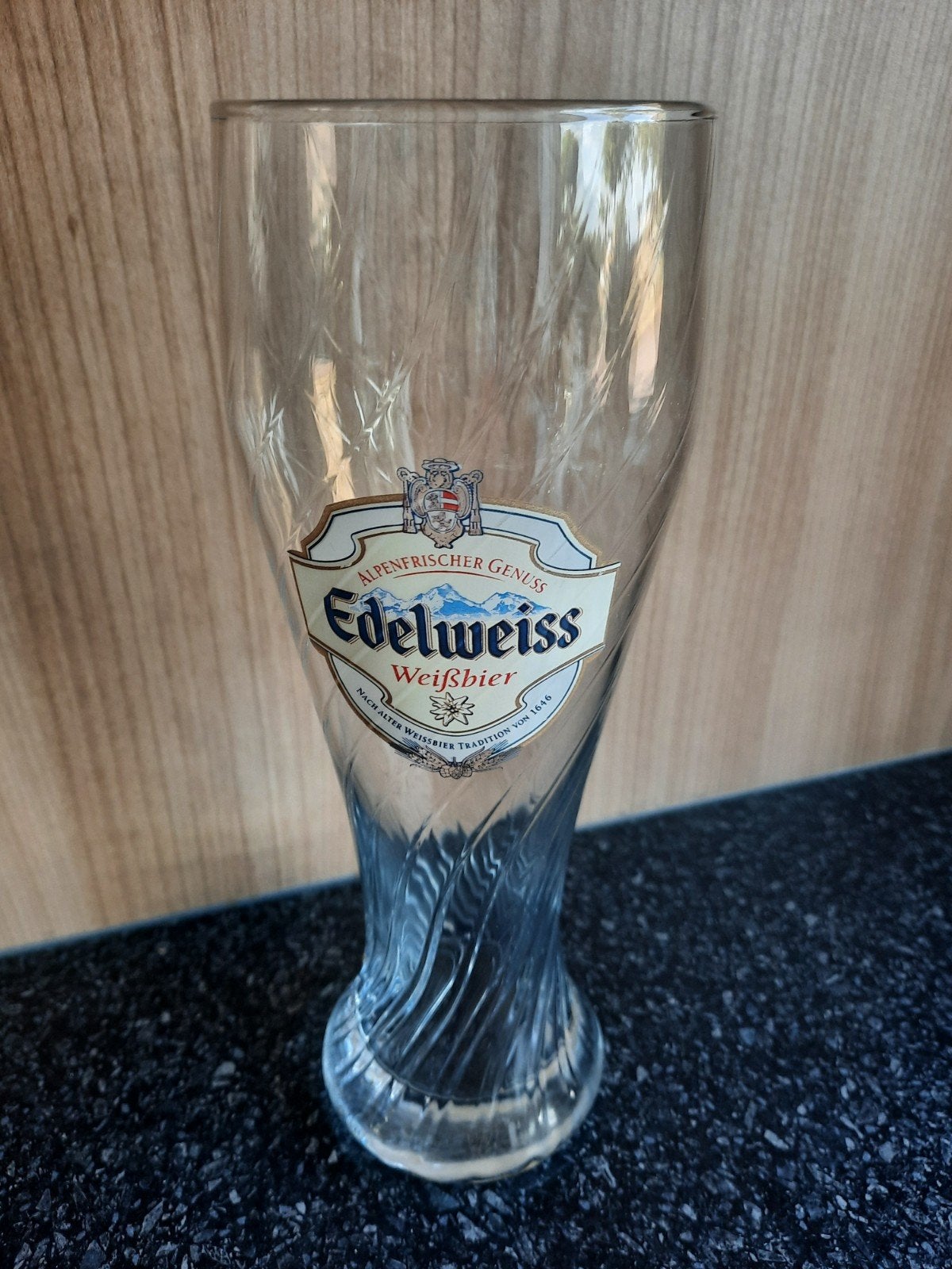 Edelweiss Weissbier glas - Alpien fris genot, Ophalen of Verzenden, Gebruikt, Glas, Landelijk