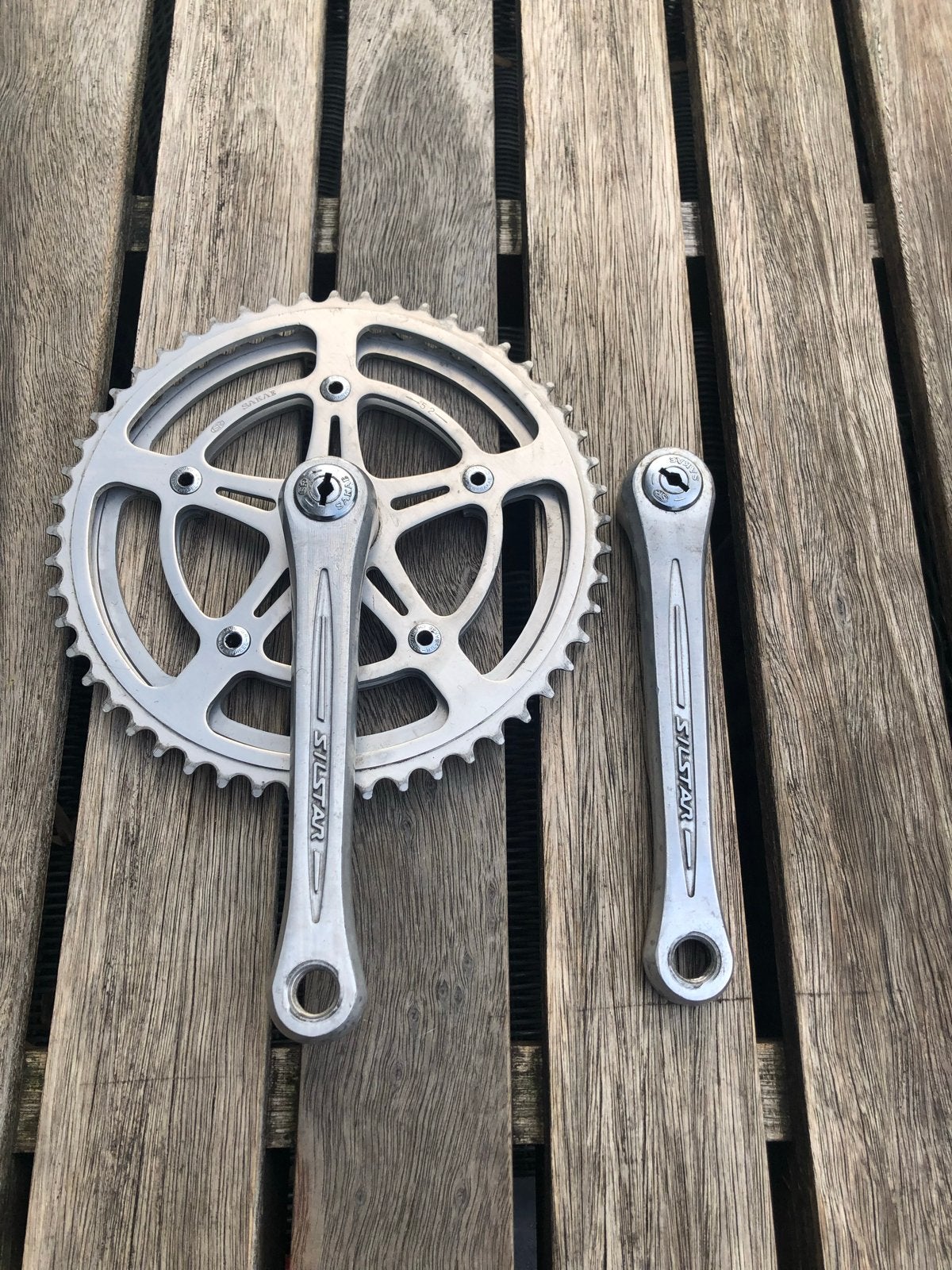 Silstar crankstel SR 52/48 - Vintage en geschikt voor fixie, Fietsen en Brommers, Crankstel of Pedalen, Gebruikt, Ophalen of Verzenden