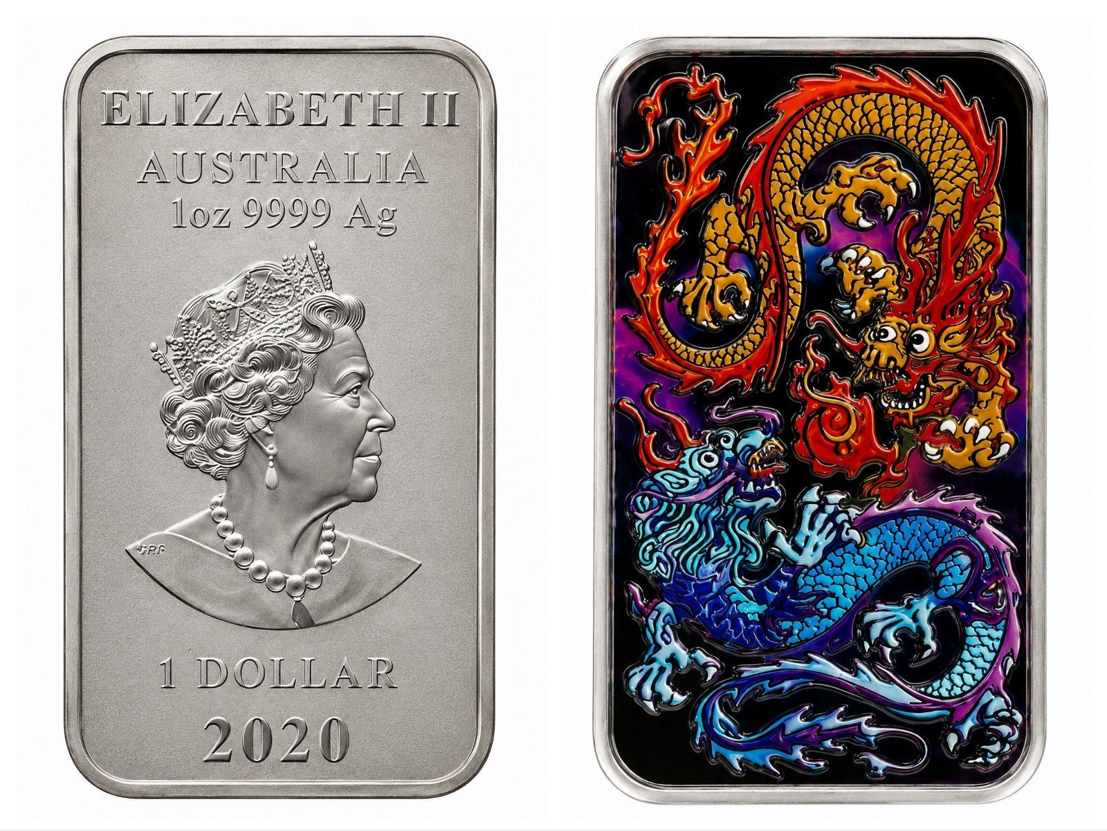 2020 Perth Mint 'Double Dragon' 1 oz Zilveren Muntbaar, Postzegels en Munten, Munten | Azië, Ophalen of Verzenden