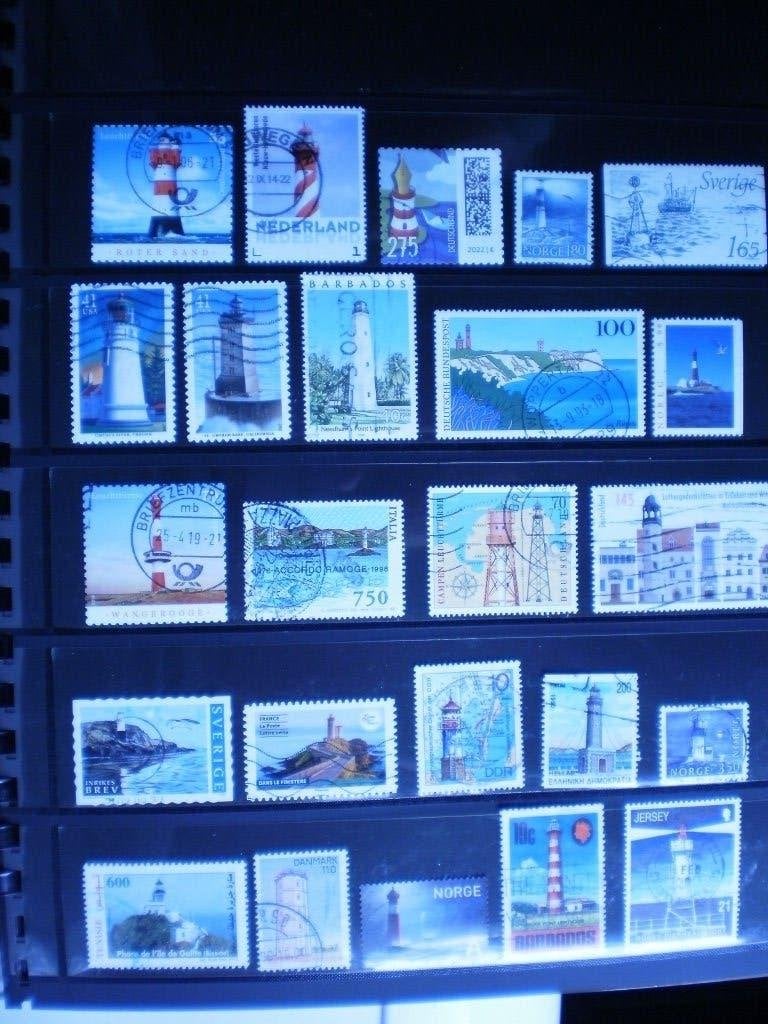 Vuurtorens op postzegels, Verzenden, Gestempeld, Plaats of Gebouw