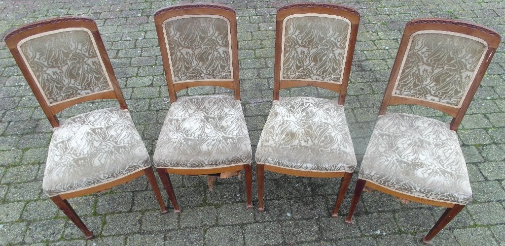 eetkamerstoelen (4 stuks) restauratie !, Ophalen, Gebruikt, Grootmoederstijd retro, Vier